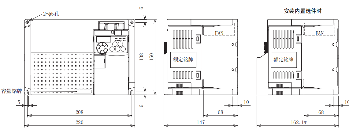 FR-E740-5.5K、7.5K-CHT尺寸圖